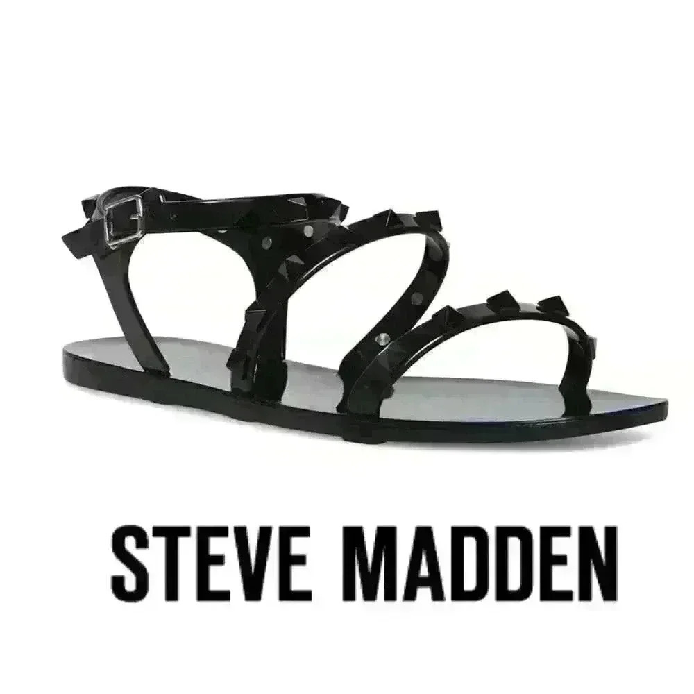 NWT Steve Madden “Divina” Jelly Faux Stud Strappy Flat Sandals